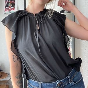 Sheer black shortsleeved blouse